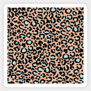 Leopard Pattern in Pale Blue on Pink Rose Sticker